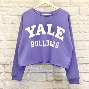 YALE Bulldogs XL Sweatshirt Cropped Women’s Boxy Purple Licensed Yale University